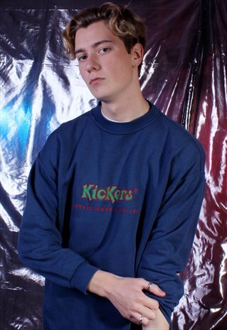 VINTAGE KICKERS NAVY EMBROIDERED SWEATSHIRT
