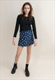 VINTAGE 90S GRUNGE MINI DITSY FLORAL BLUE WRAP SKIRT XS/S
