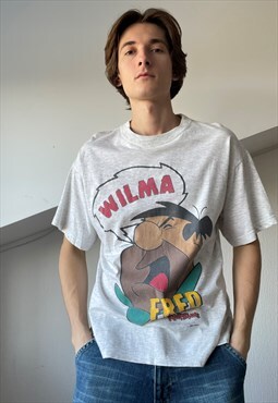 Vintage FLINSTONES T Shirt Graphic Tee Promo Movie Top 1993