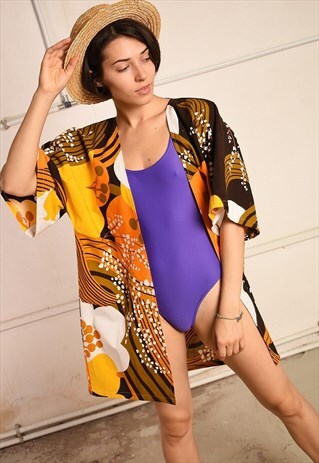 70'S STYLE RETRO BOHO MOD PATTERN PARIS CHIC KIMONO JACKET