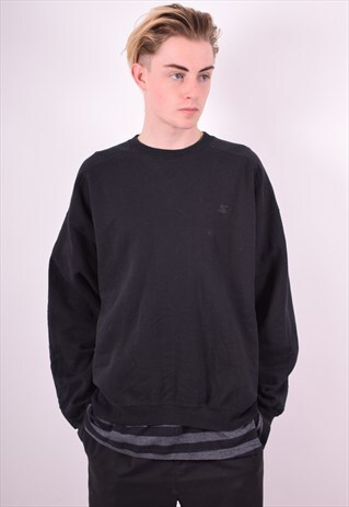 STARTER MENS VINTAGE SWEATSHIRT JUMPER LARGE BLACK 90'S