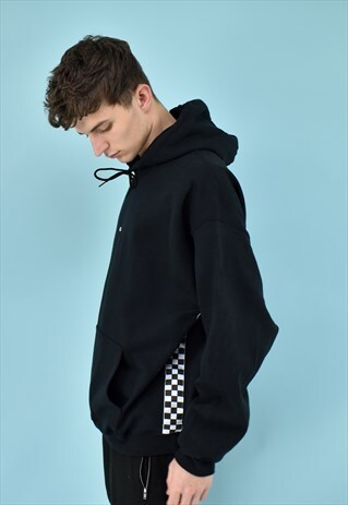 G&G UNISEX BLACK/WHITE CHEQUERED HOOD