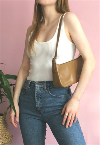 LIGHT BROWN LEATHER SHOULDER BAG