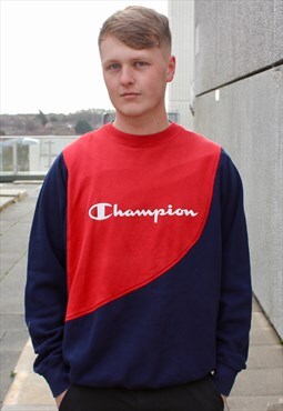 Champion vintage reworked sweatshirt in navy and red