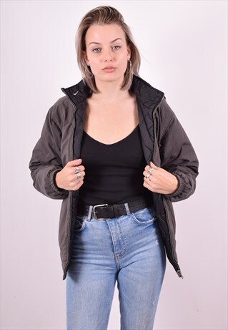 NIKE WOMENS VINTAGE REVERSIBLE PADDED JACKET LARGE GREY 90'S