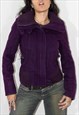 Vintage Y2k Purple Wool Zip Through Jacket  