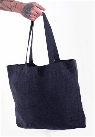 LARGE ESSENTIAL ORGANIC COTTON SHOULDER TOTE BAG - NAVY BLUE