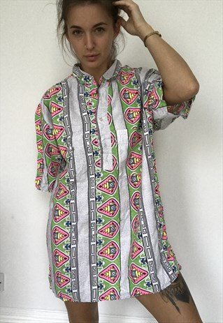 PATTERNED OVERSIZED RETRO VINTAGE UNISEX FESTIVAL SHIRT