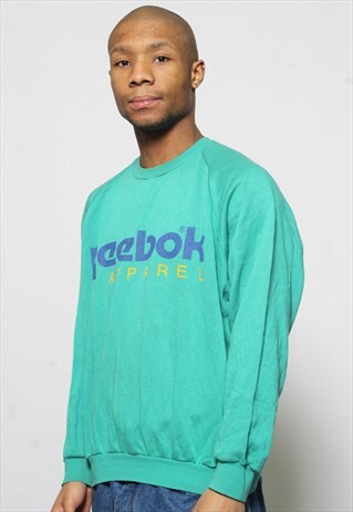 VINTAGE REEBOK SPELL OUT LOGO SWEATSHIRT BLUE