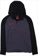 Vintage 90's Nike Hoodie Swoosh Quater Zip Black XLarge