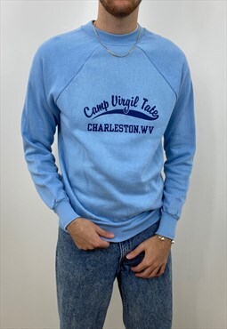 Vintage baby blue American printed sweatshirt