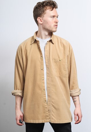 VINTAGE CORDUROY CORD SHIRT BROWN