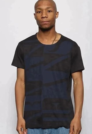 VINTAGE ARMANI BIG LOGO T-SHIRT BLUE BLACK
