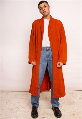 VINTAGE UNISEX TRENCH COAT / OVER COAT WITH FINE STRIPES