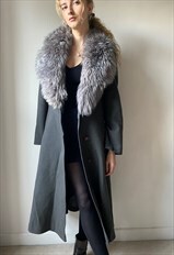 Vintage Grey Wool Faux Fur Penny Lane Coat Size Small