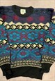 VINTAGE KNITTED JUMPER ABSTRACT PATTERNED KNIT SWEATER