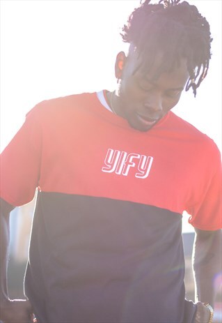 SPLIT TONE T-SHIRT WITH GRAPHIC LOGO.