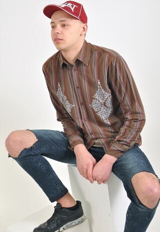 VINTAGE STRIPED EMBROIDERED SHIRT