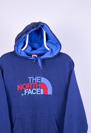 VINTAGE THE NORTH FACE HOODIE SPELL OUT BLUE MEDIUM