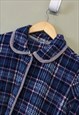 VINTAGE CHECK FLEECE BLUE BUTTON UP COLLARED WITH POCKETS 