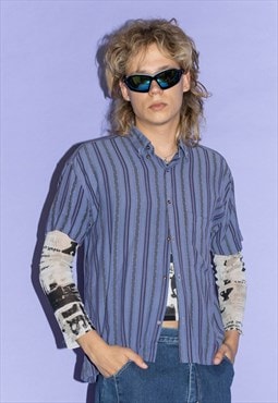 Vintage Y2K easy breezy summer striped shirt in purple