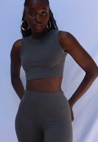 GREY SANDY CAMI CROP TOP