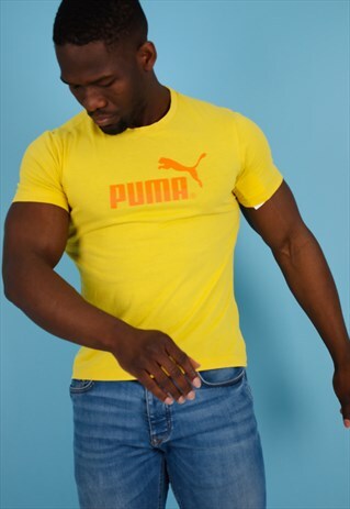 VINTAGE PUMA T-SHIRT IN YELLOW NT69
