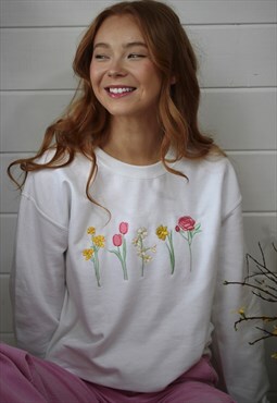 The Ultimate Spring Floral Sweater - White