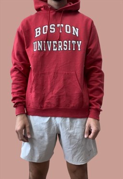 Vintage Boston University Hoodie Size Large Red