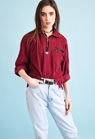 90'S RETRO OVERSIZED SPORTS CORDUROY SWEATSHIRT JUMPER TOP