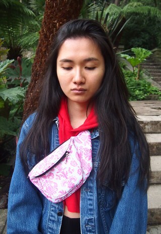 WHITE PINK FANNY PACK BAG