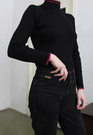 90S WOOL BLEND SWEATER WITH METALLIC PINK DETAILS