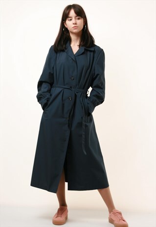 90S VINTAGE MAXI LONG TRENCH LINED COAT 909