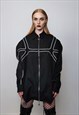 Futuristic shirt padded utility top catwalk blouse in black