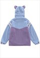 TEDDY FLEECE JACKET RETRO BEAR BOMBER COSPLAY COAT IN PURPLE
