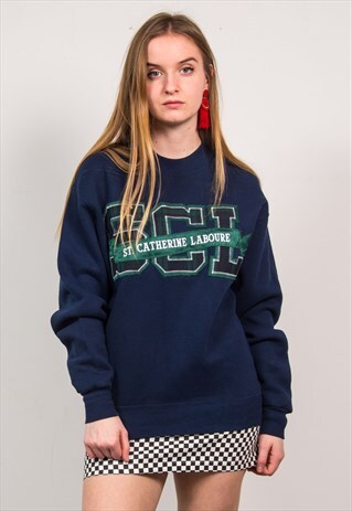 VINTAGE 90'S NAVY BLUE USA COLLEGE SWEATSHIRT