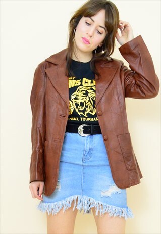 VINTAGE 90S RICH BROWN REAL LEATHER JACKET