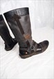 VINTAGE Y2K THE ART COMPANY BOX BOOTS IN BROWN LEATHER