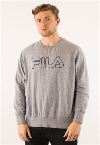 VINTAGE GREY FILA SPELLOUT CREWNECK SWEATSHIRT