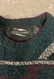 VINTAGE ABSTRACT KNITTED JUMPER FUNKY PATTERNED GRANDAD KNIT