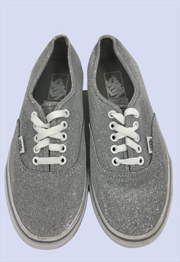 Vans Silver Glitter Thread Low Lace Up Casual Trainers