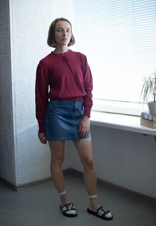 VINTAGE 80'S RED KNITTED JUMPER