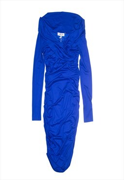 Diane Von Furstenberg Bodycon Blue Dress Long Womens UK 10