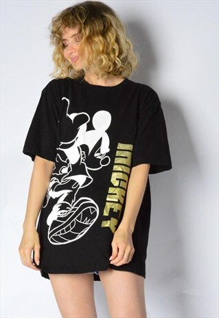 Y2K BLACK GRAPHIC MICKEY MOUSE T-SHIRT