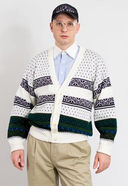 Vintage 80s cardigan in zig zag pattern sweater preppy