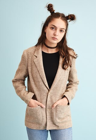 90'S RETRO CLASSIC CUT JAZZY WOOL SCANDI JACKET