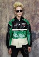 Racing varsity jacket vintage faux leather motorcycle bomber