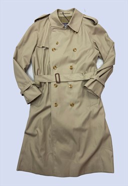 Trench Coat Beige Double Breasted Belted Cotton