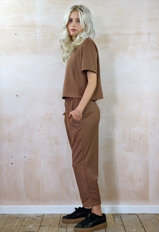 TROUSERS & TOP CO-ORDINATES IN BUTTERSCOTCH