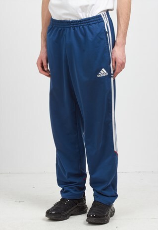 VINTAGE RETRO BLUE ADIDAS TRACK BOTTOMS JOGGERS